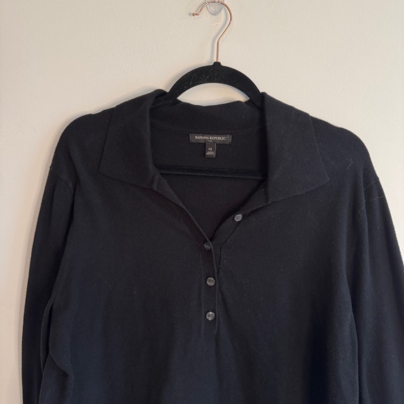 Banana Republic Women’s Black Collared Knit Sweater XL Polo Style - Picture 2 of 3